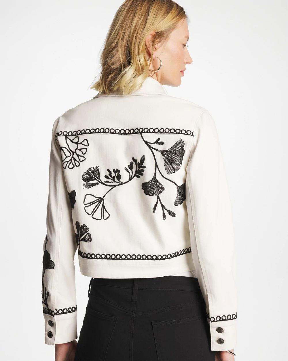 Ginkgo Embroidered Denim Jacket | Chico's
